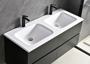 Luxury Matte Black Double Sink Eco-Friendly Bathroom <strong>Vanity</strong> Cabinet Resin Basin Modern Floating Double <strong>Vanity</strong> <strong>Unit</strong> for <strong>Bedroom</strong> - Product Image 4