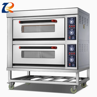Horno de Infrarrojos Lejanos de Acero Inoxidable, Tipo Instrumento, de 2 Niveles y 4 Bandejas, con Termostato Automático y Lámpara Interior, para Panadería, Pizzería y Pastelería