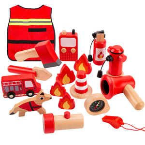Ensemble de <span class=keywords><strong>jeu</strong></span> de simulation de pompier en bois unisexe, jouets d'apprentissage éducatifs cognitifs interactifs pour enfants - Product Image 1