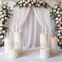 Centre de table Fleurs Blanches de Matti pour Mariage, Décoration d'Événement, Décoration de Table, Fleurs Lumineuses et Bougie LED