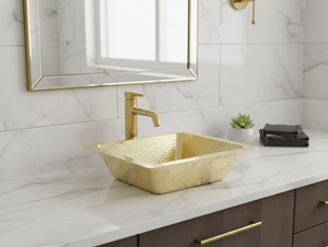 Évier de cuisine de luxe en laiton, style ferme, avec tablier, fait main, martelé, finition laiton poli, aspect vintage - Product Image 3