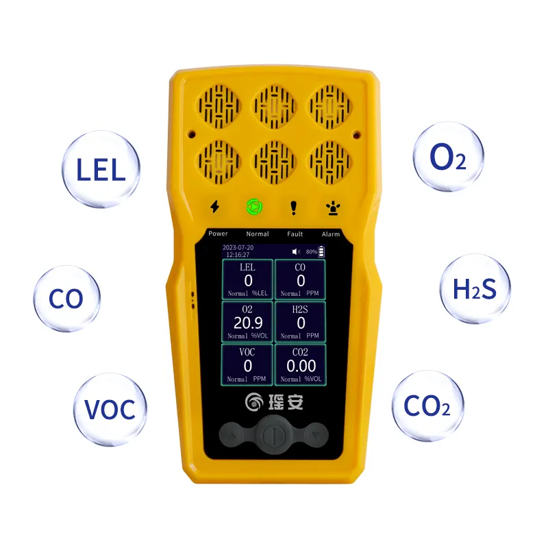 Handheld 6 in 1 gas detector gas leakage analyzer Industrial High Precision Portable Multi Gas Detector