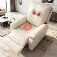Canapé inclinable électrique en cuir véritable avec fonction de massage par vibration et télécommande pour home cinéma et salon