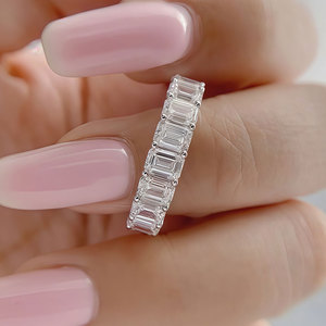 맞춤형 14k 솔리드 골드 랩 성장한 에메랄드 컷 다이아몬드 링 2*3mm 밴드 남성과 여성을위한 화이트 로즈 옐로우 골드 - Product Image 5