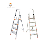 Échelle en aluminium 4/5/6 marches larges pliantes Échelle domestique Échelle d'intérieur portable avec main courante
