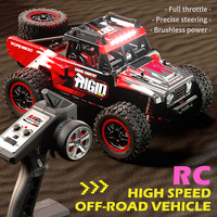 Voiture RC JJ 1:14 4x4 tout-terrain à moteur brossé, camion de simulation avec accélérateur entièrement proportionnel, éclairage LED et télécommande
