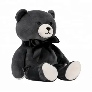 Quality Custom soft fur cute bear baby plush animal stuffed toys bulk wholesale bow Different color tie teddy bear