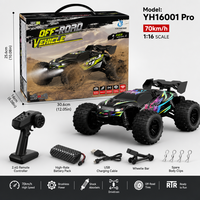 Voiture RC 4x4 Brushless Haute Vitesse 1:16 70km/h, Monster Truck Tout-Terrain 2.4G, Buggy de Course Rapide 3 Vitesses, Jouet Électrique 4x4 pour Passionnés