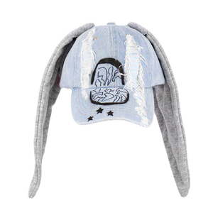 F-2548新款2024夏季骷髅头酷长耳设计师男士破牛仔裤巨型棒球帽男女通用搞笑y2k卡车司机帽 - Product Image 5