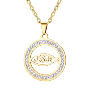 Collar Ichthus con Cruz <span class=keywords><strong>de</strong></span> Jesús Cristo, Colgante Ichthys, Sello <span class=keywords><strong>de</strong></span> Jerusalén, Amuleto Religioso, Joyería Cristiana - Product Image 1