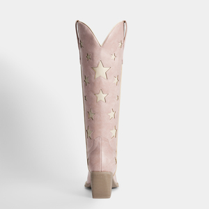 WETKISS <span class=keywords><strong>Botas</strong></span> Vaqueras de Verano para <span class=keywords><strong>Mujer</strong></span>, Color Rosa, con Punta en Pico, Diseño de Estrellas, Tacón Medio Grueso, <span class=keywords><strong>Botas</strong></span> Largas de Vaquera - Product Image 4