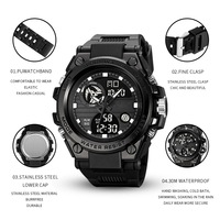 Montre pour homme en silicone souple, étanche, avec alarme, date, montre numérique pour homme, montre de sport multifonctionnelle pour homme