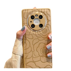 Pour Mate60pro étui de téléphone en cuir motif camélia P50 lentille en métal tout compris Magic5 protection - Product Image 4