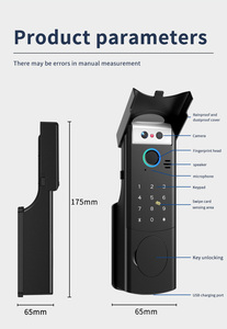 Khóa cửa thông minh vân tay, bàn phím kép kỹ thuật số điều khiển từ xa bằng ứng dụng Tuya WiFi điện tử - Product Image 6