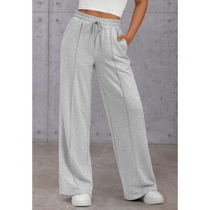 Pantalon de jogging ample taille haute pour femme, en molleton respirant, avec cordon de serrage, style décontracté et athlétique - Product Image 2