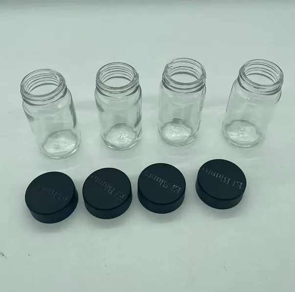 Tappo resistente ai bambini in vaso di vetro trasparente da 2 once/vaso a prova di bambino/bottiglia di vetro resistente ai bambini