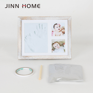 Cadre <span class=keywords><strong>photo</strong></span> pour bébé, cadre souvenir pour bébé avec empreinte de main en argile, ouvertures pour photos, cadeaux pour nouvelles mamans - Product Image 5