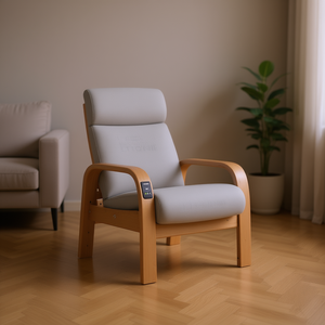 Sillón Reclinable de Masaje, Tapicería de Poliéster Gris Claro, Estructura de Madera Contrachapada Mediana, Operación Manual, Diseño Contemporáneo - Product Image 2