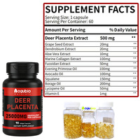 Cápsulas Blandas de Placenta de Ciervo de Marca Privada OEM, Extracto Premium de Nueva Zelanda, Suplementos Herbales para la Vitalidad y el Bienestar de la Piel