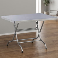 Table pliante en Inox Inox Inox, table avec portes extérieures en acier inoxydable