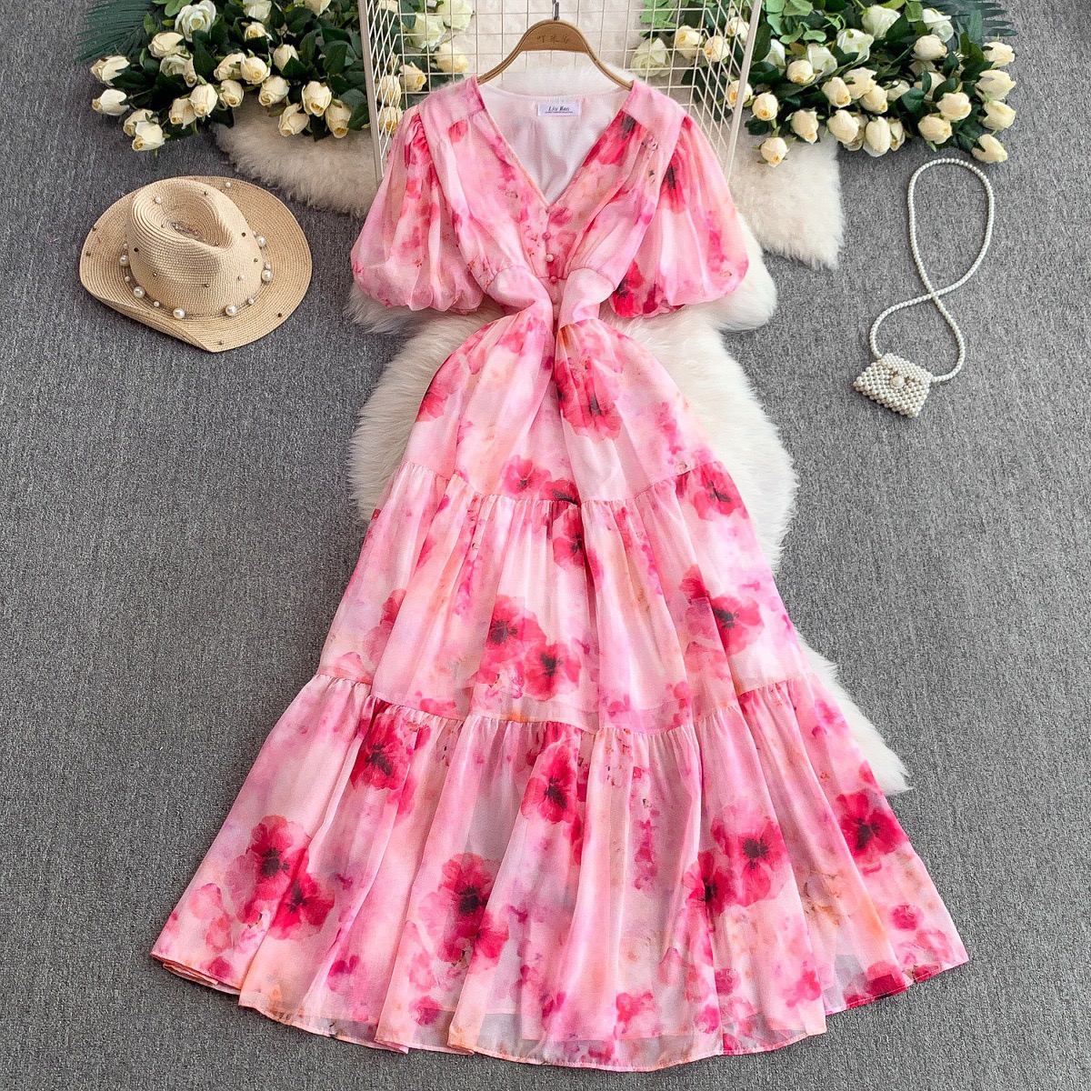 chinese dress ladies Aspen Smocked Lace Maxi Dress