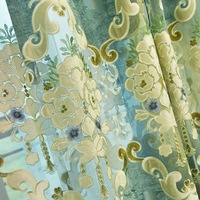 Rideaux prêts à poser en tissu jacquard chenille européen de luxe pour hôtel, décoration de maison, salon