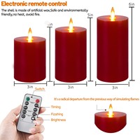 Ensemble de lampes à LED en cire de paraffine rouge, trois bougies sans flamme, télécommande, fabrication artisanale, alimentées par piles, lumière de nuit sécurisée pour enfants, nouvel an