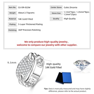 Großhandel Herrenring Hip-Hop Iced Out Liebes-Romantik-<span class=keywords><strong>Ring</strong></span> Versprechen Mode 5A Klarer Runder Zirkon Kubanische Kette Verlobungsring - Product Image 2