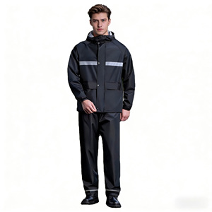 Ensemble imperméable réfléchissant deux pièces en tissu Oxford <span class=keywords><strong>pour</strong></span> homme et femme, idéal <span class=keywords><strong>pour</strong></span> la <span class=keywords><strong>pluie</strong></span> forte, la conduite de vélos électriques, la pêche en extérieur et le travail (taille XL) - Product Image 3