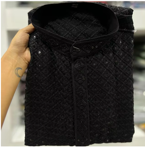 Kurta Pajama Tradicional Étnica para Hombre, Estilo Seda, Hecha a Mano en Pakistán e India, para Bodas y Fiestas - Product Image 3