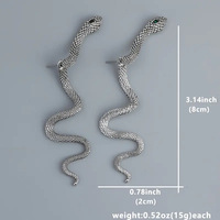 Boucles d'oreilles serpent détachables de style bohême européen et américain Nouveaux bijoux en alliage exagérés à la mode pour femmes
