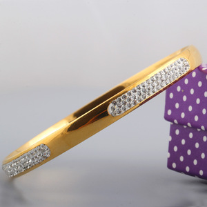 Pulsera de Diamantes de 6 mm, Chapada en Oro de 18K, Acero de Titanio, Corte Brillante Redondo, Diamantes Sintéticos Cultivados en Laboratorio, Unisex, Uso Diario - Product Image 2