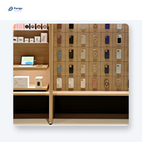 Meuble de présentation pour magasin de téléphonie mobile, design moderne personnalisé, brun, robuste, avec éclairage LED - Pangu