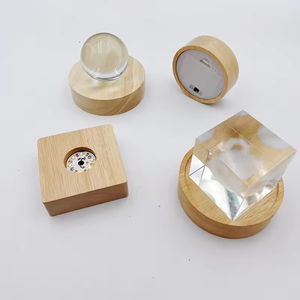 Industrial Wooden Lamp Base <b>with</b> Crystal Shade <b>LED</b> Incense <b>Diffuser</b> Holder 3 AAA Battery Powered Warm White <b>Light</b> Switch Control - Product Image 3