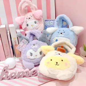 Botu Sanrioed New Cartoon Plush Toy Bag Cinnamon Dog My Melody Kawaii Handbag for Girl Birthday Gift Korean Style Students Bag