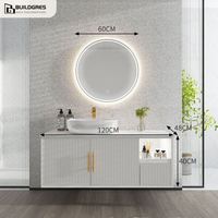 Buildgres vanité fonctionnelle salle de bain avec lavabo en pierre naturelle vanité de salle de bain