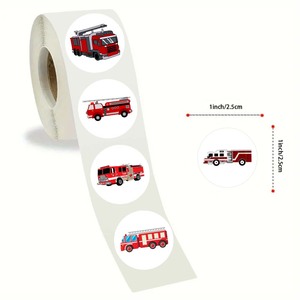 สติกเกอร์รถดับเพลิง8รูปแบบ1นิ้ว500ชิ้น/ม้วนสำหรับแล็ปท็อปกล่องของขวัญโทรศัพท์มือถือตกแต่งแล็ปท็อปโทรศัพท์มือถือ - Product Image 1