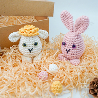Iniciador de tejer Diy costura completa niños artesanía Amigurumi conejo de Pascua ganchillo conejito peluche principiante Kit de ganchillo para niños