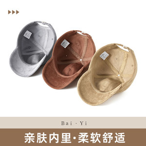 Casquette de baseball en velours côtelé noire unisexe, chapeau de protection solaire, style automne-hiver - Product Image 3