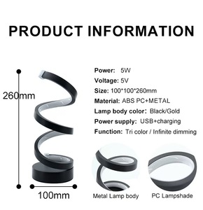 Lámpara de Mesa LED en Espiral Regulable, Lámpara de Noche Curva con Atenuación Continua - Product Image 4