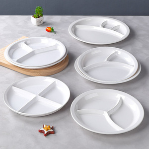 White Divided Serving Trays Plastic <b>Melamine</b> Food <b>Plates</b> For School Factory Canteen Hotel Meals 6 Compartment Design - Product Image 2
