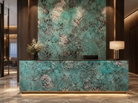 Pierre de projet en amazonite verte polie et quartzite turquoise pour comptoirs sur mesure, murs décoratifs et bureaux d'accueil