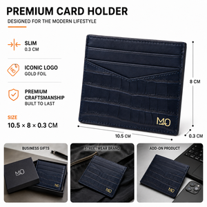 Portefeuille porte-cartes en cuir gaufré crocodile <span class=keywords><strong>bleu</strong></span> <span class=keywords><strong>marine</strong></span> pour homme, idéal pour les voyages d'affaires, avec poche avant fine multi-fentes, design personnalisé - Product Image 4