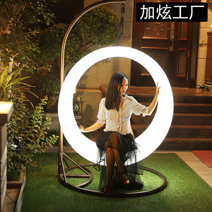 Silla Columpio de anillo de Luna redonda Vertical colgante Simple para lugares interiores y exteriores para patios dormitorios parques jardines - Product Image 1
