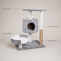 Petit arbre à chat en bois massif avec condo pour chat et griffoir pour chaton