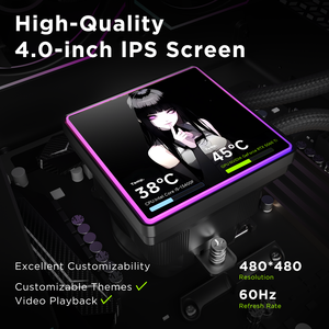 Jungle Leopard Proflow SE, Pantalla LCD de 4 Pulgadas con Imán, Visualización de Imagen, Personalizable, Enfriador de Agua para CPU, Ventilador ARGB 360 para Juegos - Product Image 5
