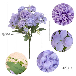 <b>Artificial</b> <b>Hydrangea</b> Bouquet Plastic Silk High Simulation Wedding Home Decoration - Product Image 4