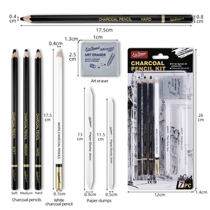 Xin Bowen Ensemble <span class=keywords><strong>de</strong></span> <span class=keywords><strong>dessin</strong></span> artistique simple 7 pièces, style basique, comprenant des crayons fusain <span class=keywords><strong>de</strong></span> qualité, un estompeur en papier et une gomme à modeler - Product Image 4