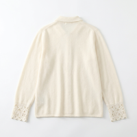 Suéter Cárdigan de Lana 100% Pura para Mujer, Estilo Francés, con Elegantes Puños de Encaje, Cierre de Botones, Lujo Discreto