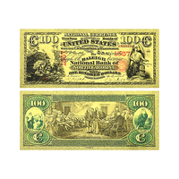 Billet de banque vintage en dollars américains 1863-1935, style or 24 carats - 5 exemplaires de collection américains Billets de banque décoratifs historiques recto-verso 15,5x6,5 cm